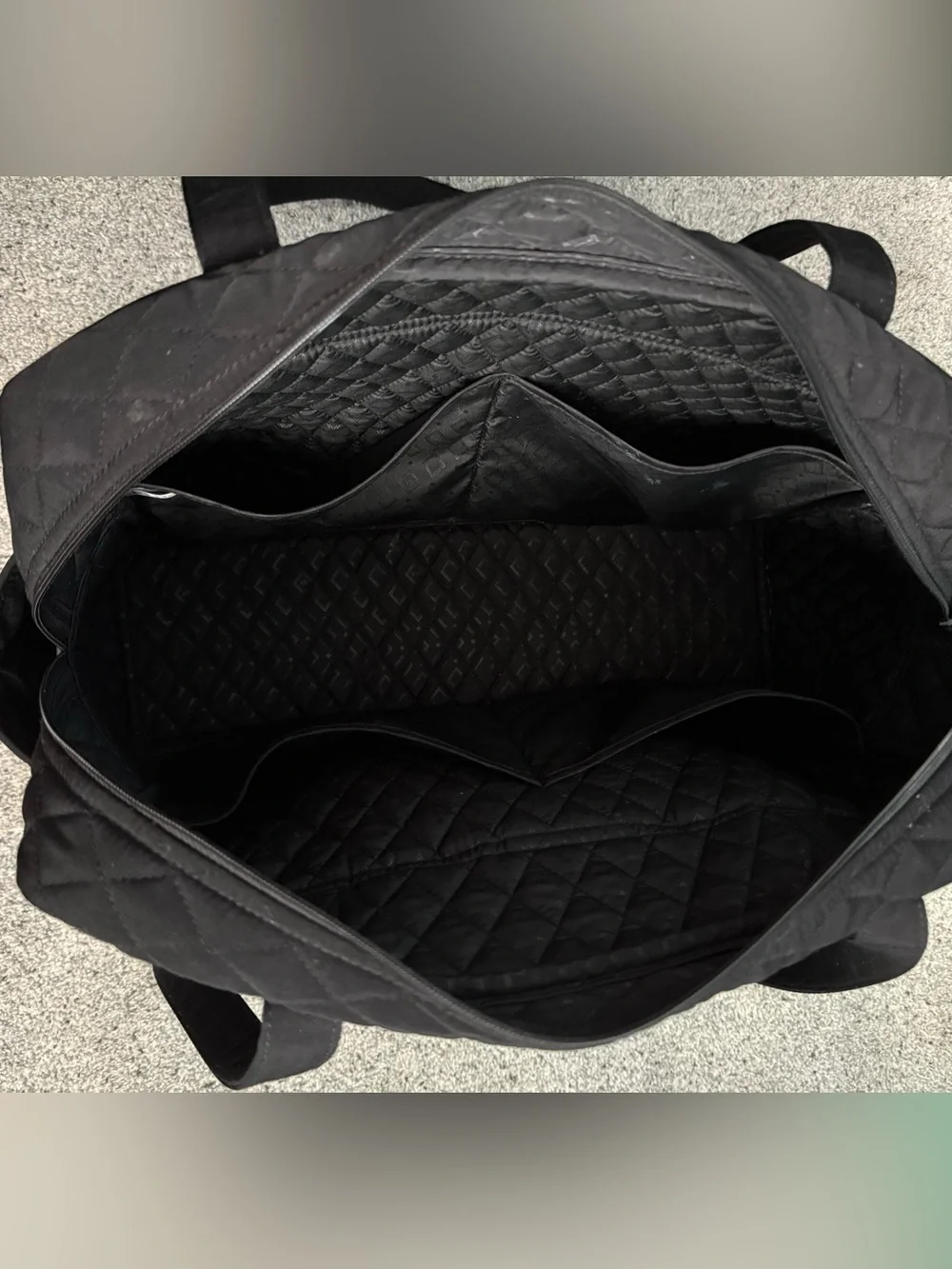 Vera Bradley Quilted Black Baby Bag with attached changing pad